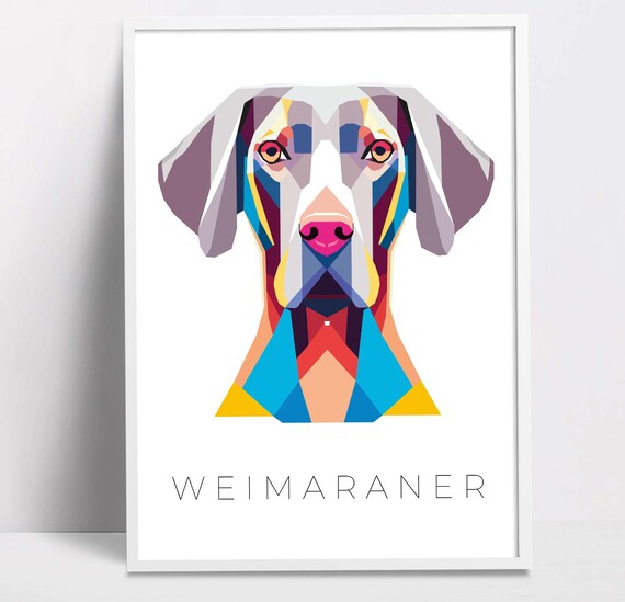 Weimaraner Geometric Pop Art Print Pet Dog Wall Art Prints Printable Wall Art Dog Poster Print Art