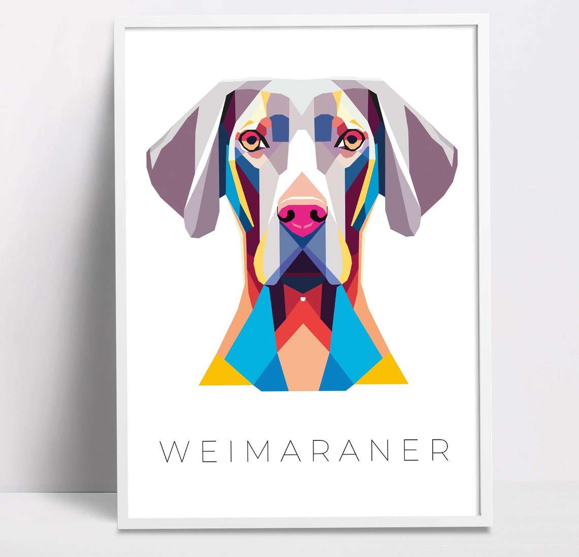 Weimaraner Dog Striking Geometric Pop Art Colorful Portrait Poster