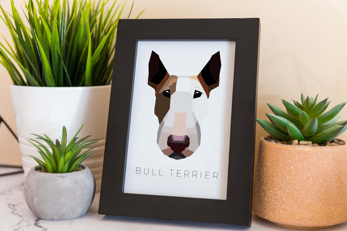 Bull Terrier Geometric Pop Art Colorful Dog Portrait Wall Art - Image 2