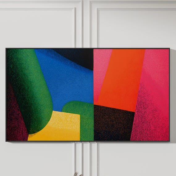 Geometric Abstract Art Print Retro Colorful Shapes