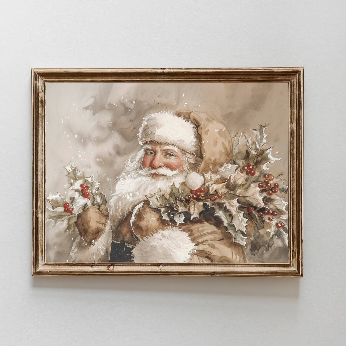 Vintage Rustic Modern Santa Claus Art Print