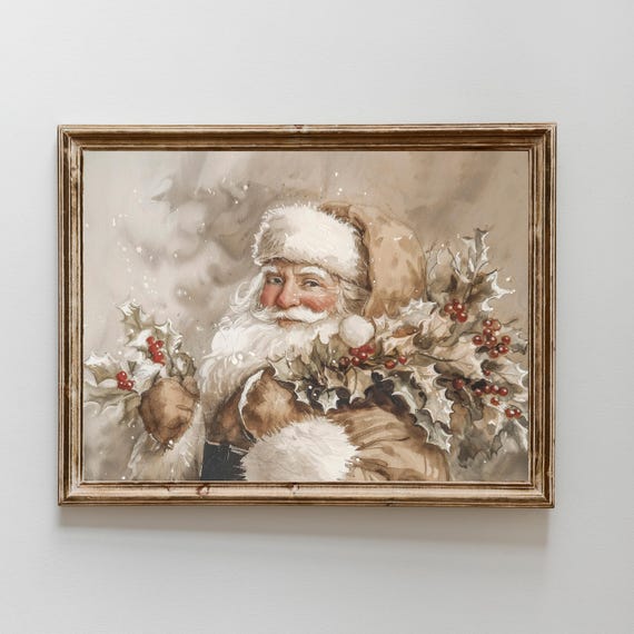 Vintage Rustic Modern Santa Claus Art Print
