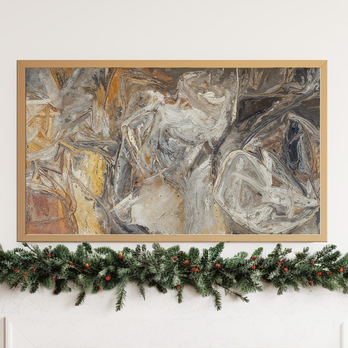 Marble Swirl Abstract Gold Grey Texture Modern Art Wall Home Poster - Image 3