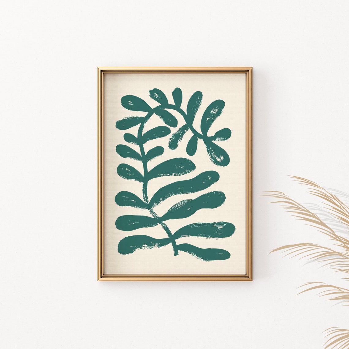 Green Branch Botanical Artwork Modern Foliage Wall Decor Poster - Image 2