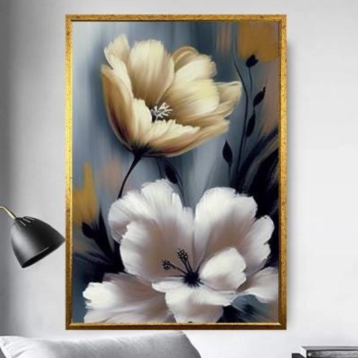 Elegant White Cream Blossom Flowers Soft Contemporary Floral Poster - Image 5