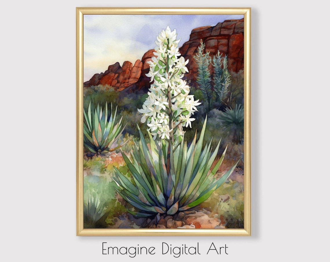 Yucca In Bloom, Southwest Desert Art Print