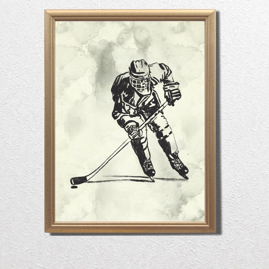 Vintage Hockey Player Nursery Decor Art Print - Image 3