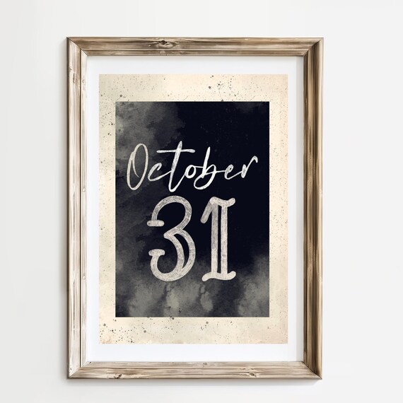 Vintage October 31st Halloween Typography Chalkboard Art Poster