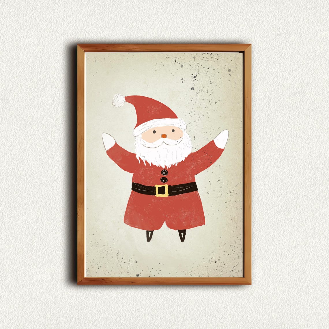 Santa Claus with Gold Buckle Belt Vintage Christmas Art Print - Image 4