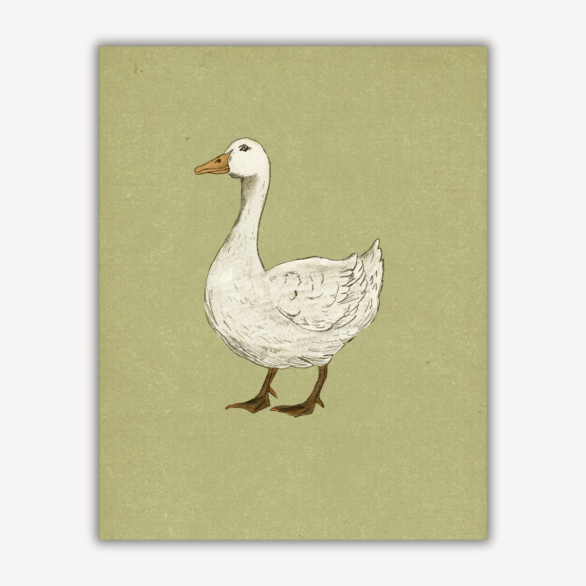White Goose Vintage Country Farm Animal Rustic Nursery Art Poster - Image 2
