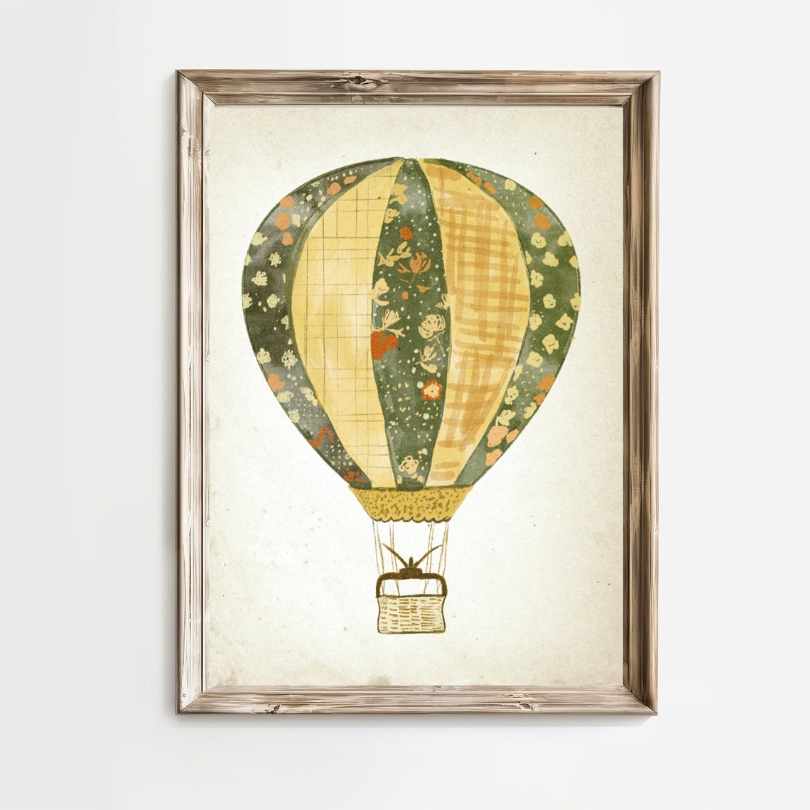 Vintage Hot Air Balloon Nursery Gallery Wall Gender Neutral Sketch Art Print Vintage Illustration Baby Boy Girl Room Decor