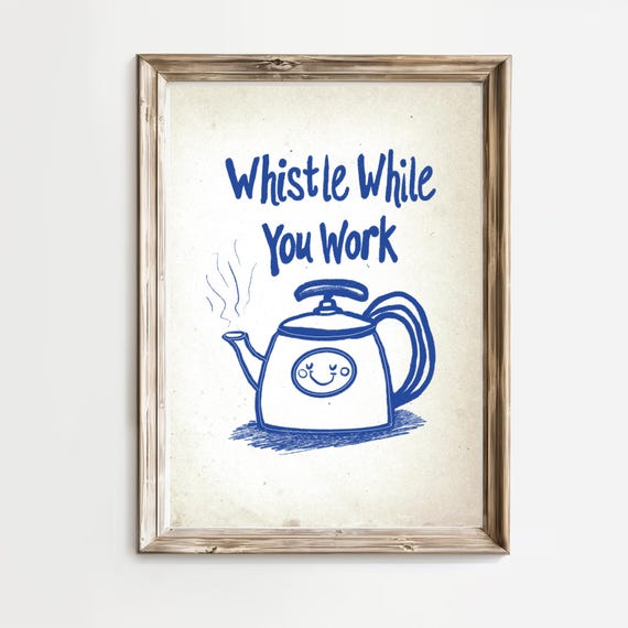 Retro Motivational Quote Poster Teapot Print Modern Kitchen Decor Retro Poster Vintage Wall Art Poster Kitchen Decor Positivity Decor