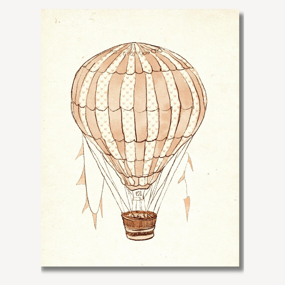 Vintage Pink Hot Air Balloon Nursery Art Print - Image 2