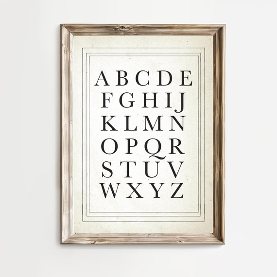 Vintage Alphabet Nursery Print Nursery Wall Art Prints Gallery Wall Neutral Nursery Sketch Abcs Print