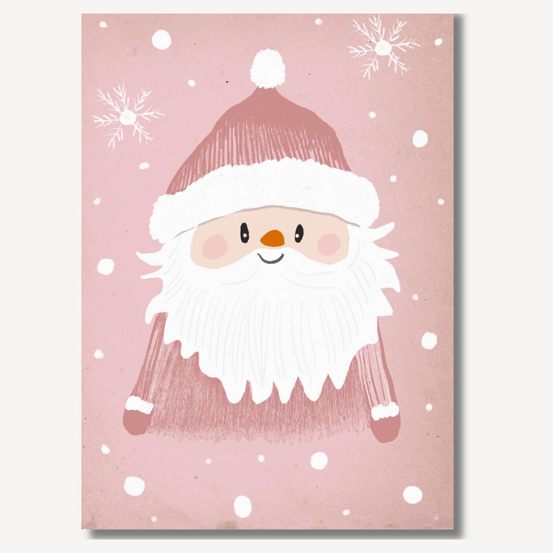 Pink Santa Claus Snowy Snowscape Kids Christmas Nursery Poster - Image 2