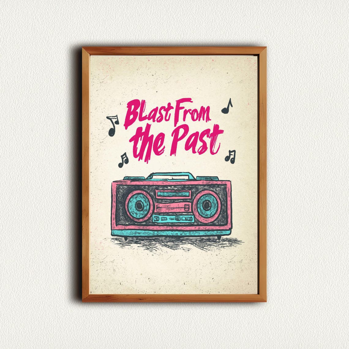 Classic Blast From the Past Retro Boombox Music Quote Poster - Image 4