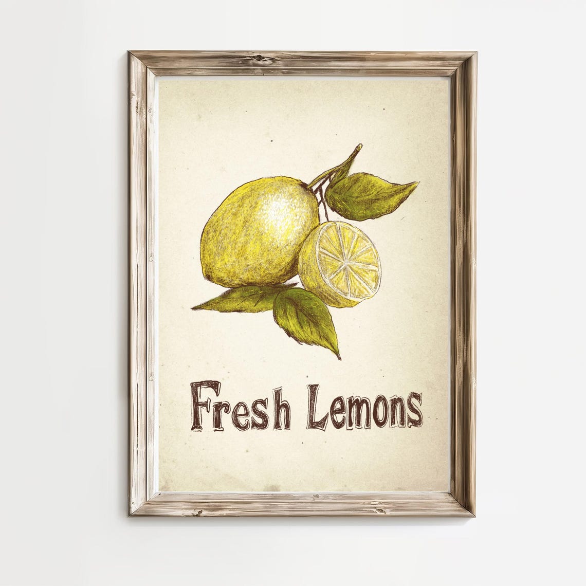 Fresh Lemons Botanical Citrus Fruit Vintage Kitchen Artwork Poster