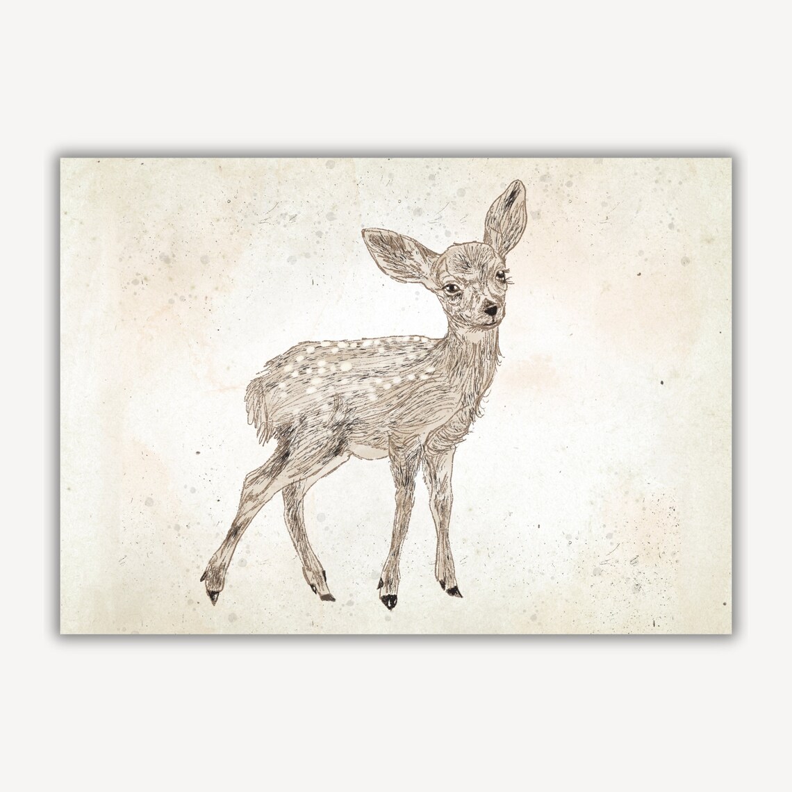 Vintage Nursery Deer Sketch Print, Baby Room Decor - Image 2