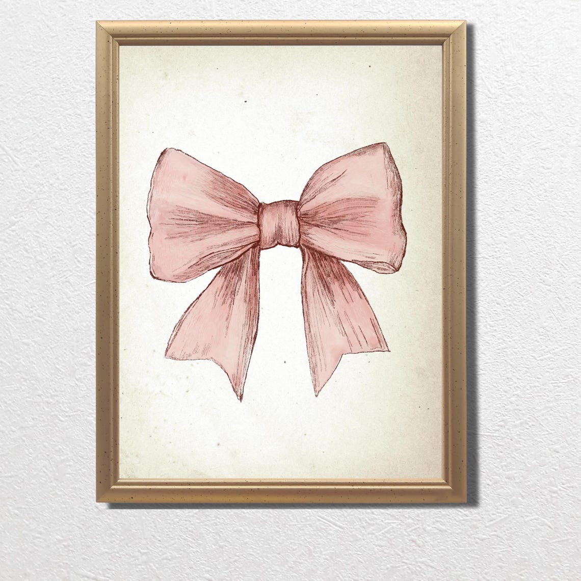 Blush Pink Bow Sketch Minimalist Preppy Chic Nursery Wall Art - Image 3