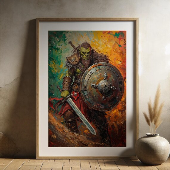 Orc Warrior Art Print, Medieval Fantasy