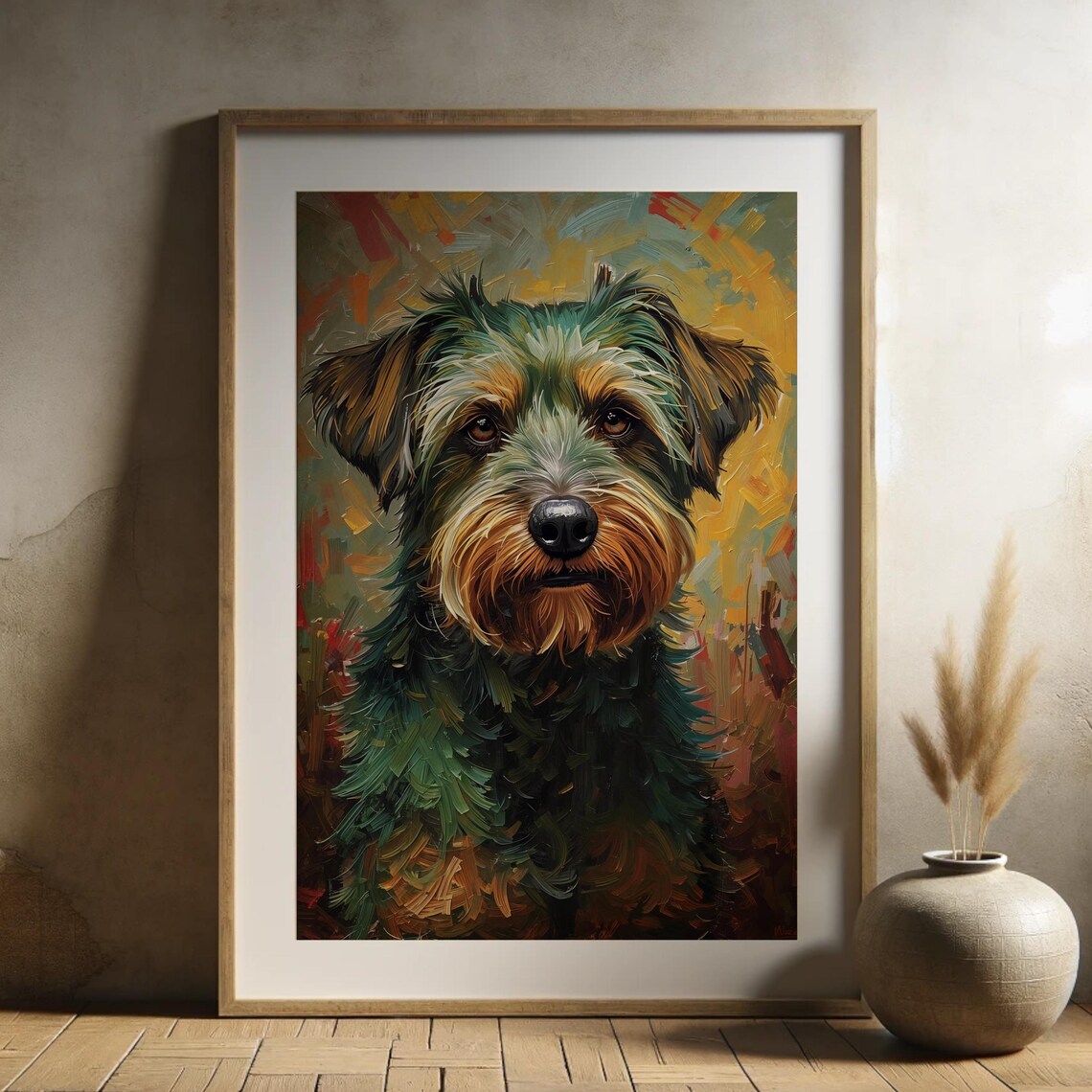 Scruffy Terrier Dog Portrait Impasto Painterly Pet Character Poster