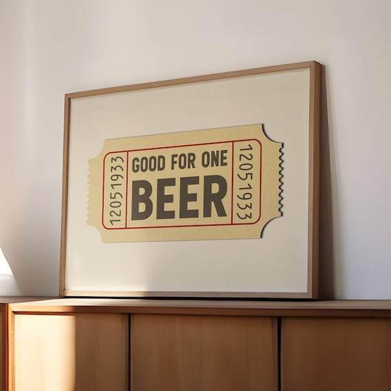 Vintage Beer Ticket Art, Retro Bar Wall Print