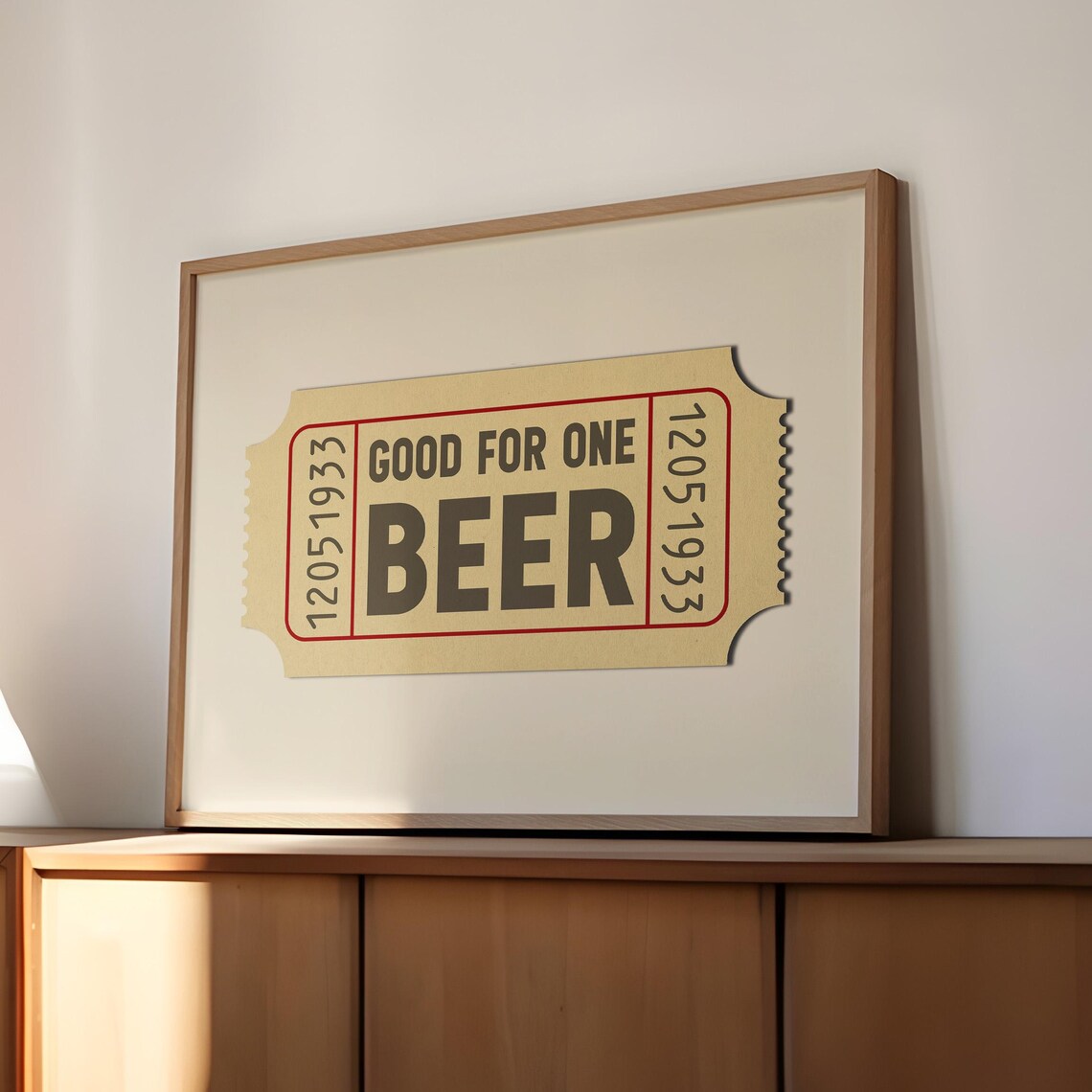 Vintage Beer Ticket Art, Retro Bar Wall Print