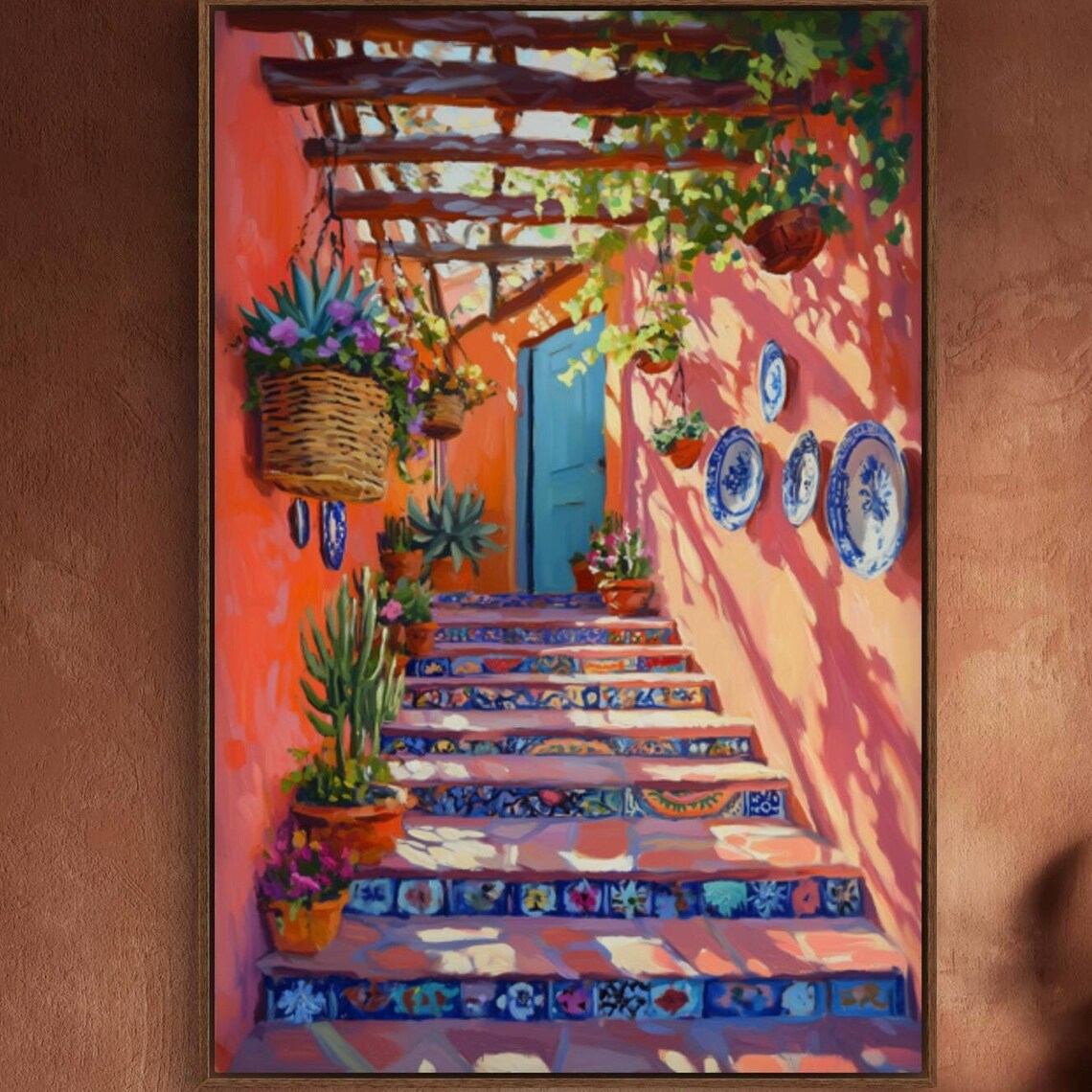 Mexican Courtyard Boho Patio Wall Art Print