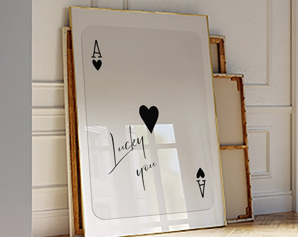 Ace Of Hearts Lucky You Retro Wall Art Poster