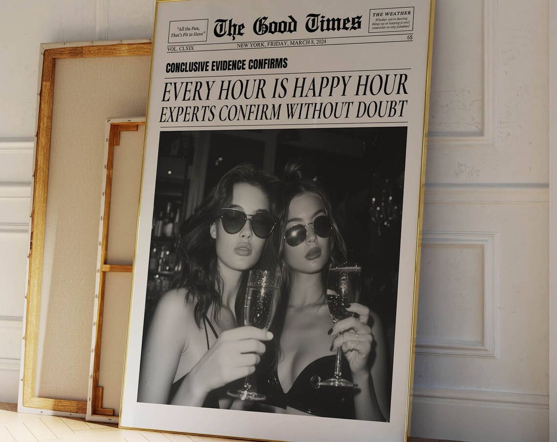 Newspaper Bar Cart Decor, Funny Quote Art Print - Image 3