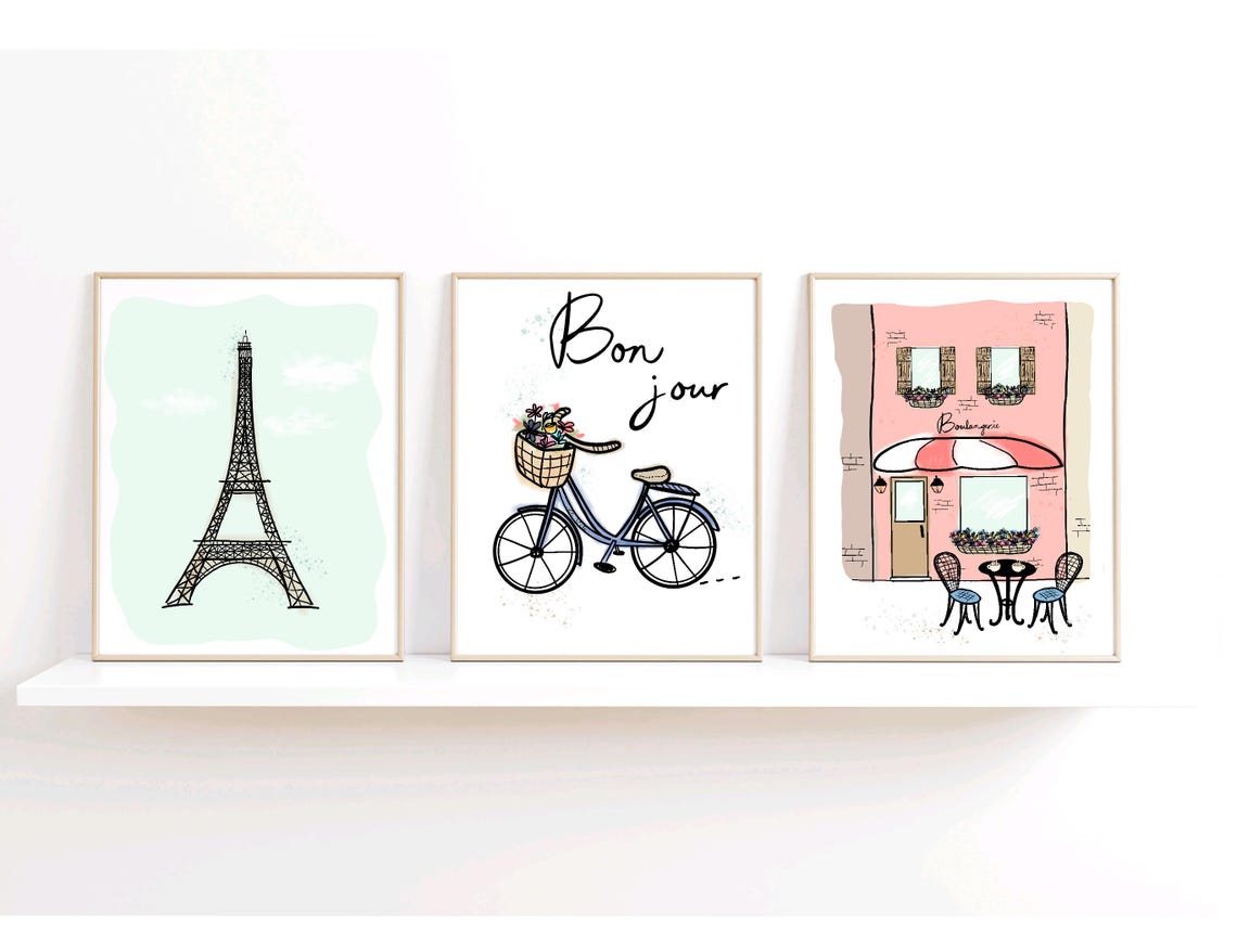 Paris Artwork Nursery Art Print Theme Decor Inspired Eiffel Tower - Image 3