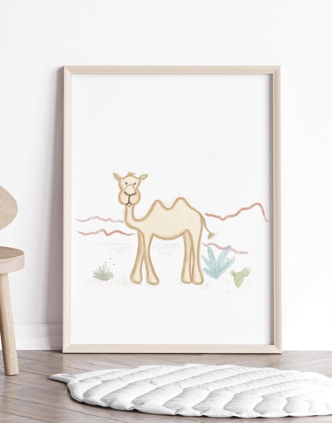 Smiling Camel Watercolor Desert Southwest Nursery Kids Wall Art