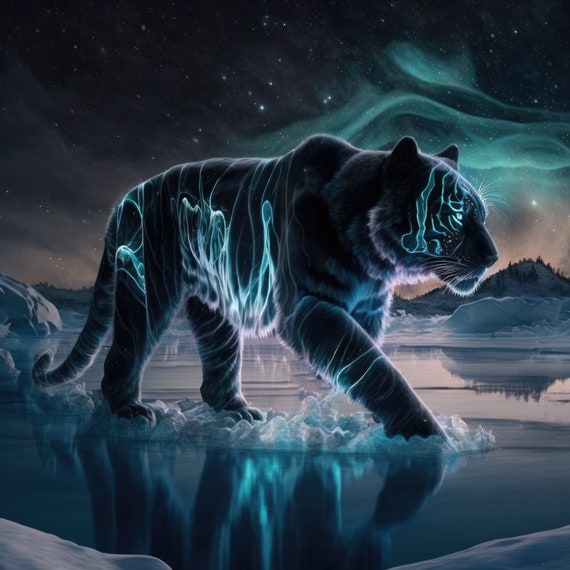 Aurora Tiger Contemporary Travel Poster