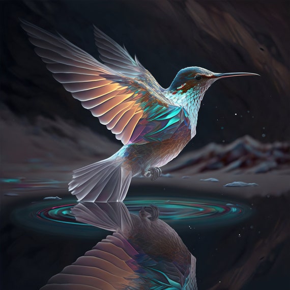 Crystal Hummingbird Fantasy Art Poster