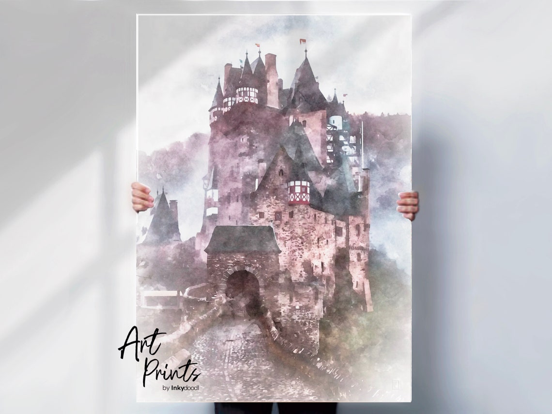 Eltz Castle Art Print Watercolour Style Print Castle Wall Art Or Print Option