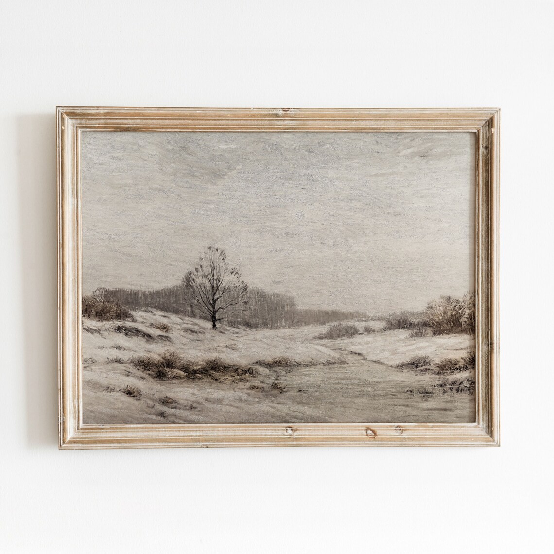 Winter Morning Vintage Neutral Landscape Art Print