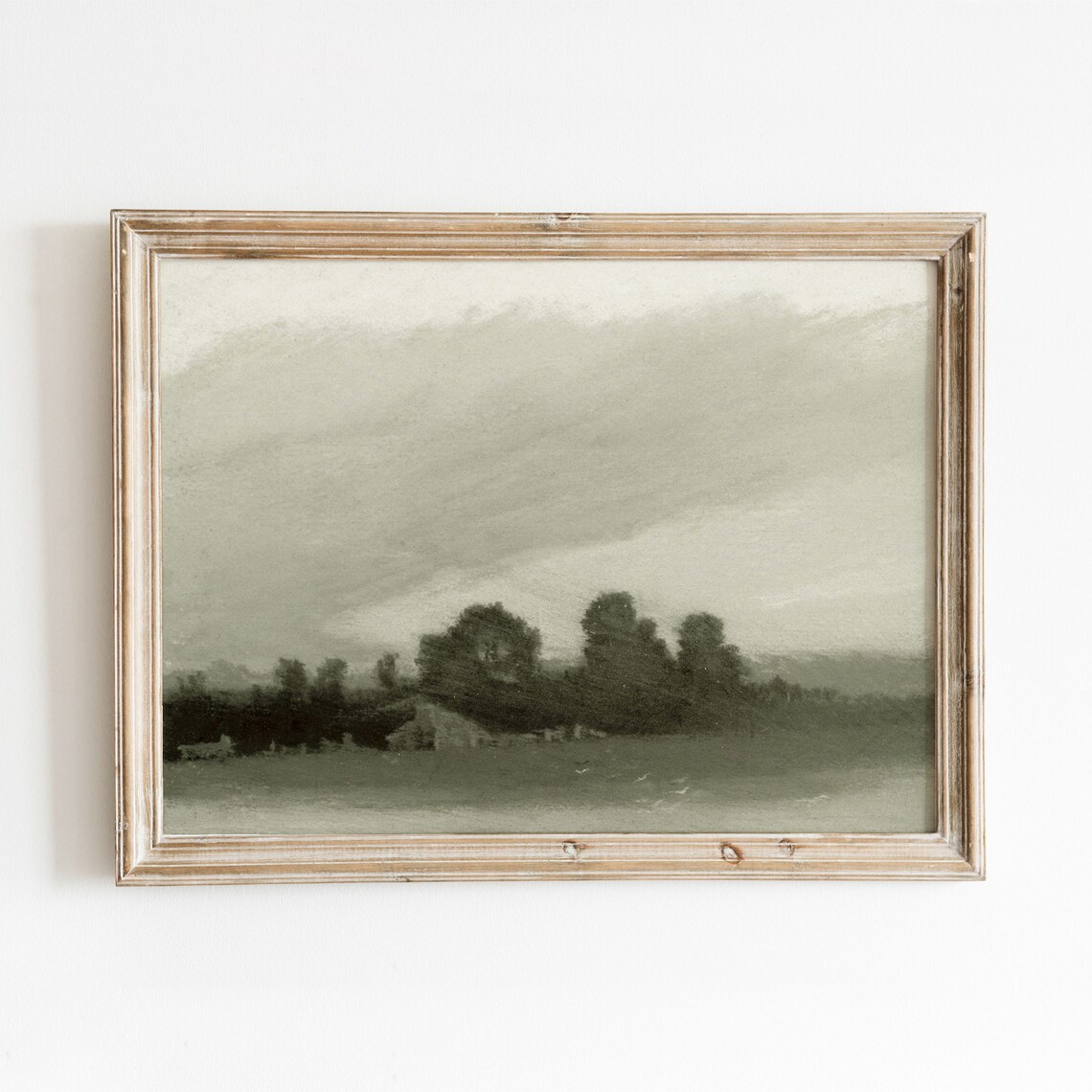 Windswept Vintage Green Landscape Art Print
