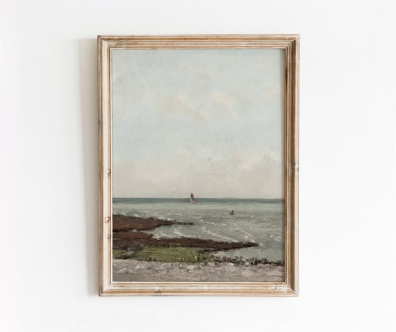 Low Tide Vintage Coastal Beach Art Print
