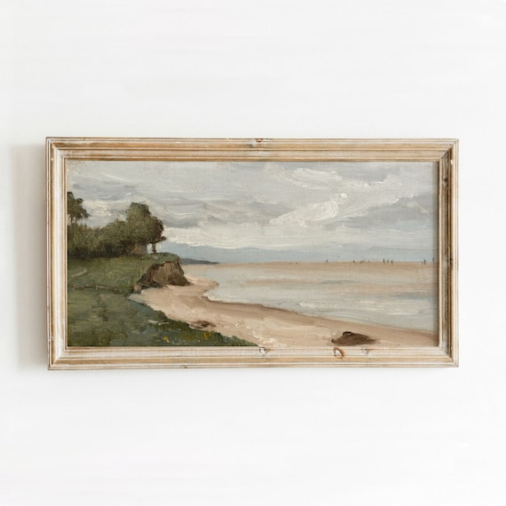 French Coast Vintage Seascape Painting Art Print