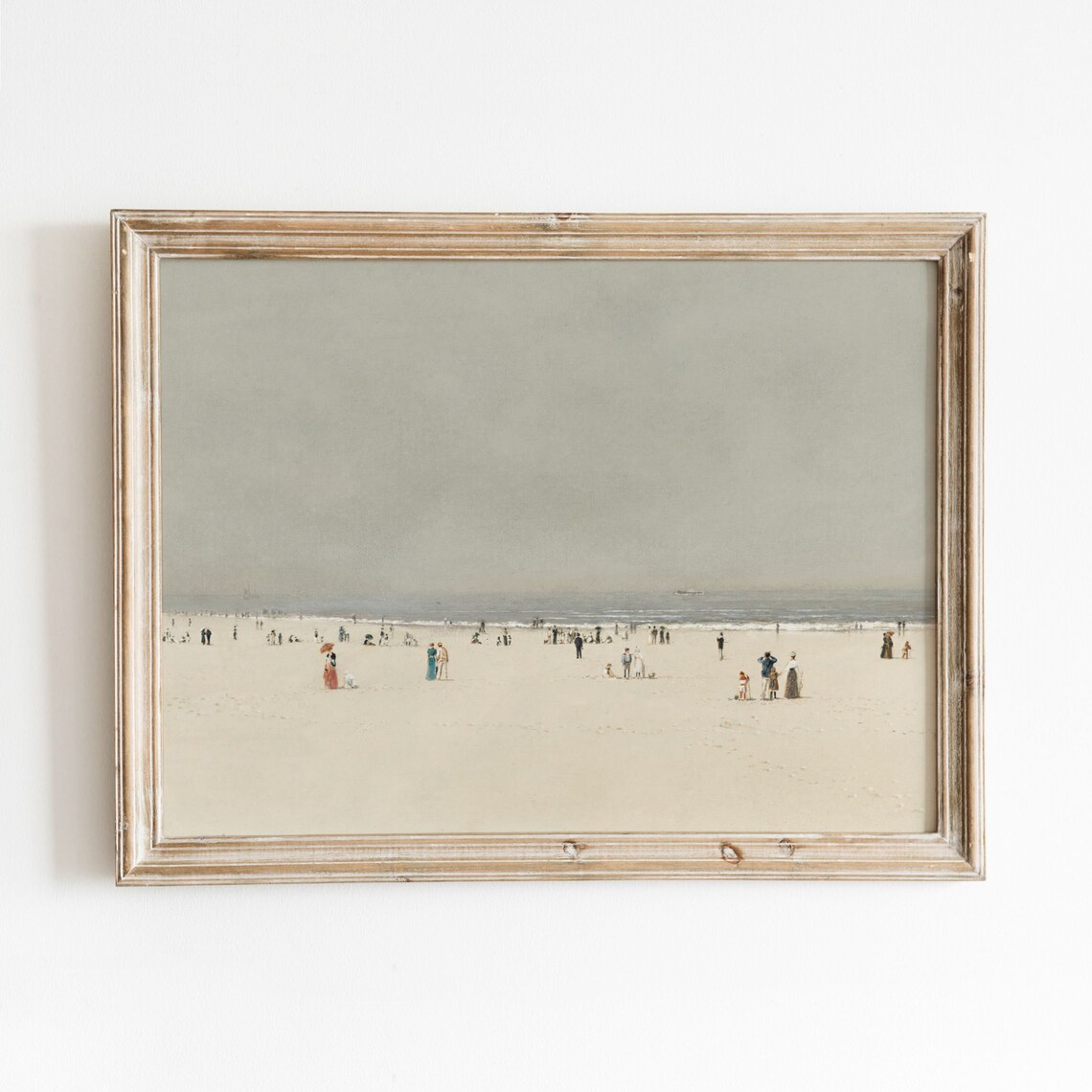 At The Beach Vintage Coastal Scene Art Print