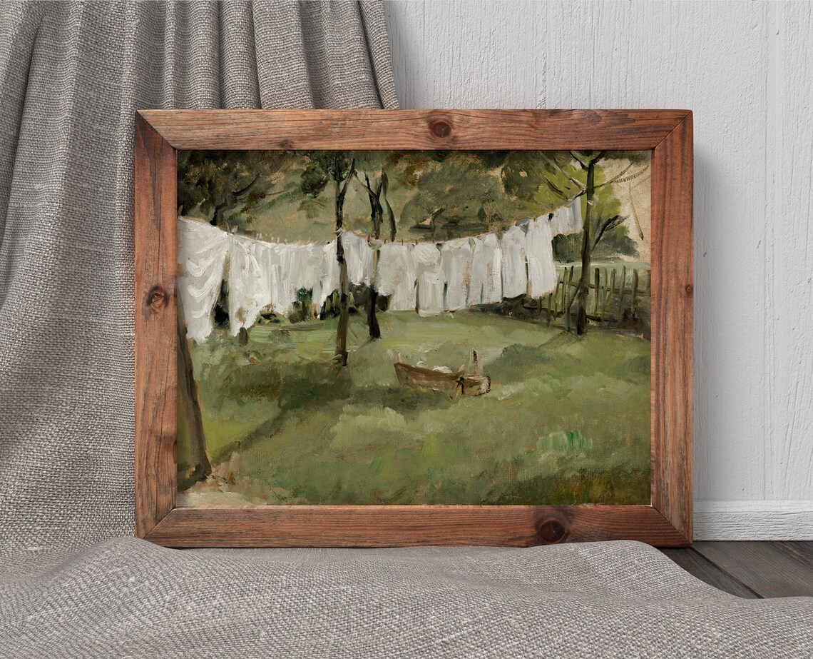 Laundry Line Vintage Farmhouse Art Print, Laundry Room - Image 3