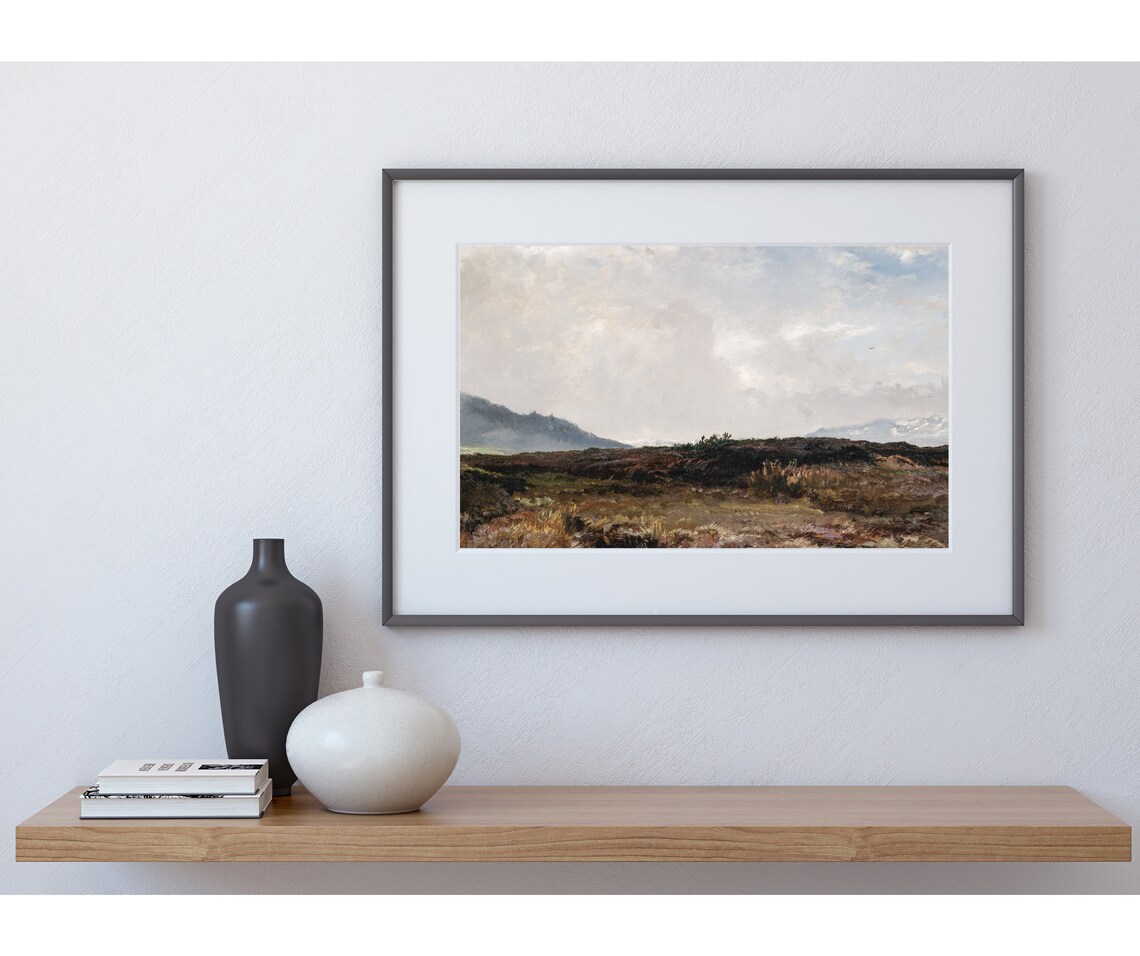 Shrubland Landscape Vintage Oil Painting Art Print - Image 3