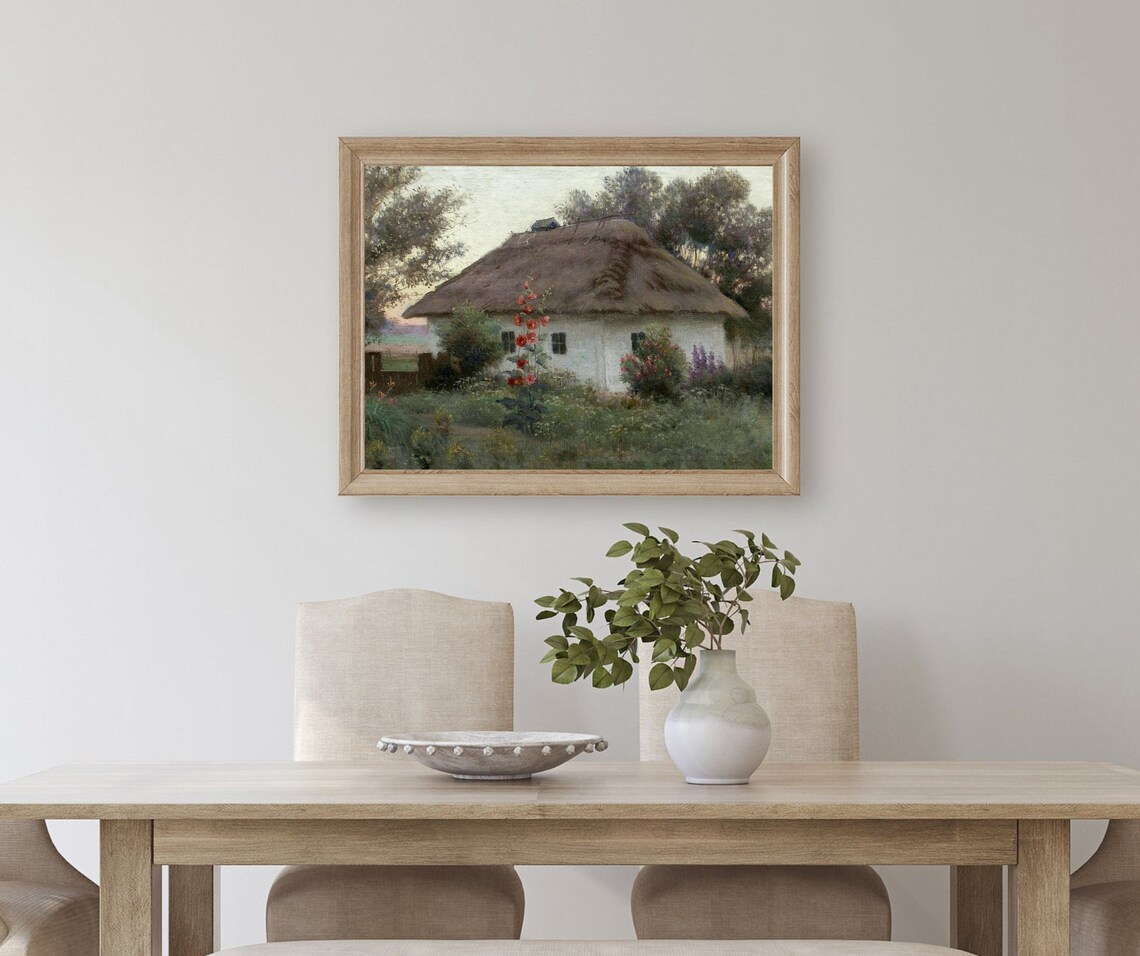 Cottage Garden Vintage European Country House Art Print - Image 3