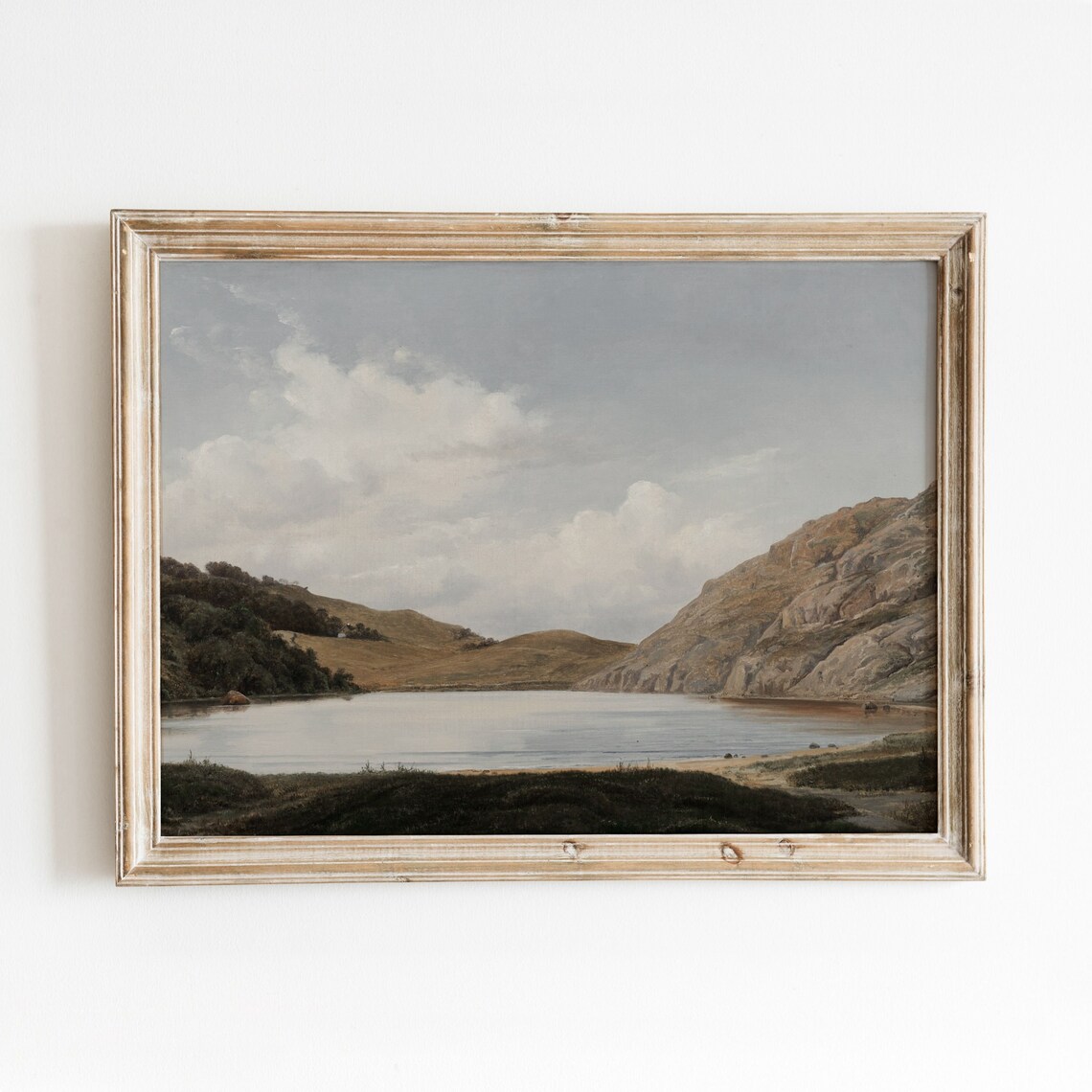 Hammers Vintage Danish Landscape Painting, Lake and Mountains