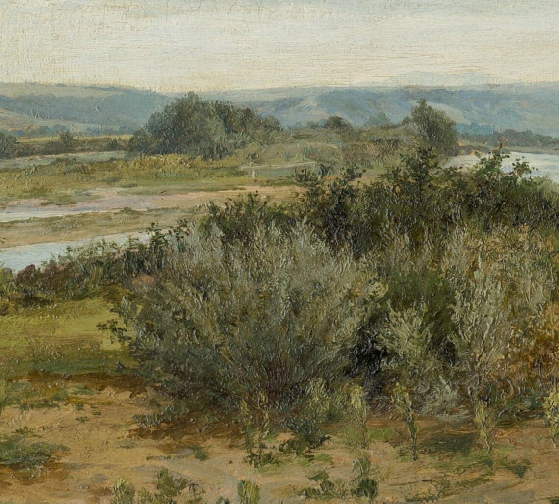 Vintage Desert Landscape Art Print, Green Scrubland - Image 2