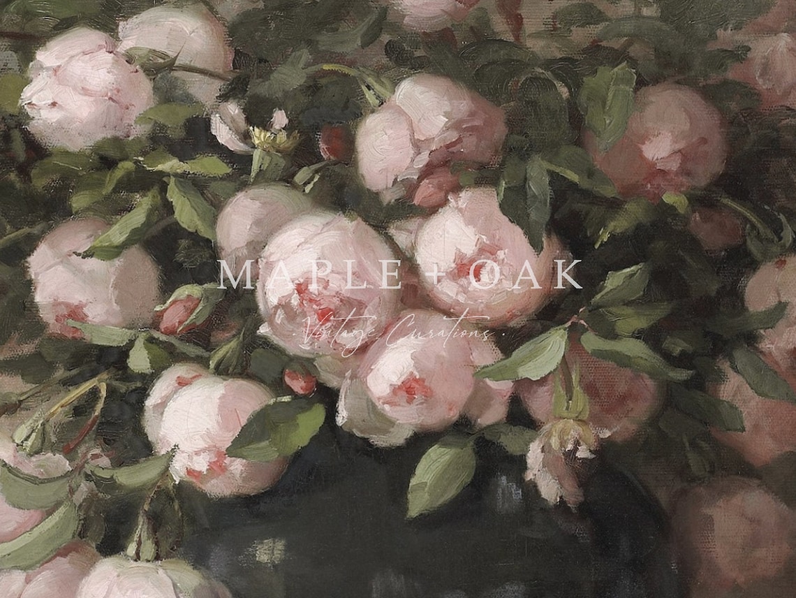 Soft Pink Roses Vintage Flower Bouquet Art Print - Image 2