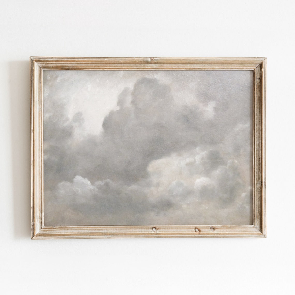 Dramatic Grey Cumulus Clouds Vintage Tonal Sky Oil Painting Poster