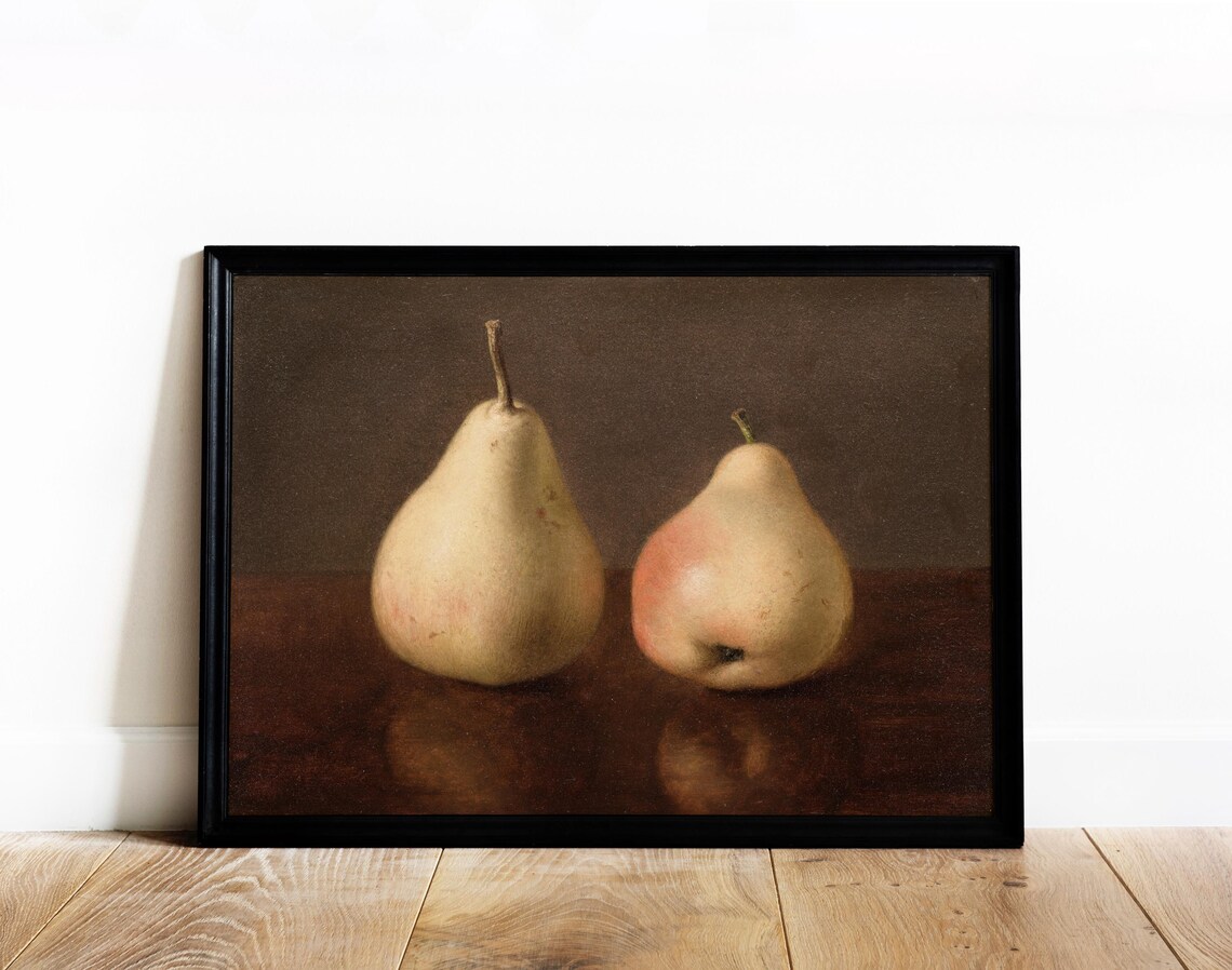 Pear Still Life Vintage Fruit Painting Art Print - Image 2
