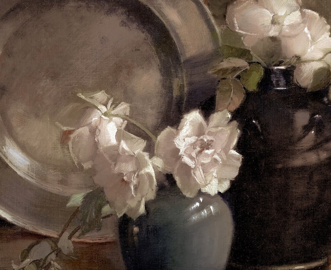 Flower Plate Still Life Vintage Kitchen Art Print - Image 2