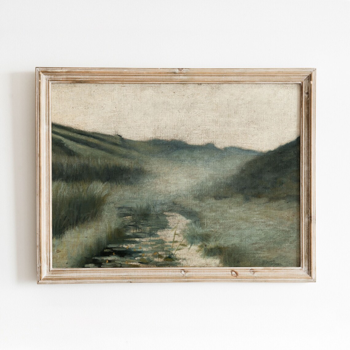 Foggy Stream Vintage Landscape Art Print